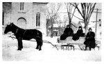 Sleigh in front of Essex Community Church
