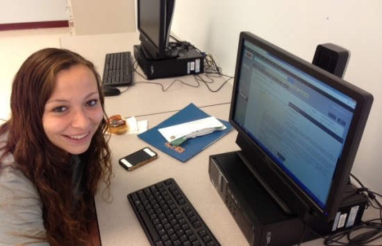 Katherine Belize (Kat), senior at Willsboro Central works on her college essay. (Credit: CFES)