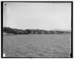 Vintage photo of Essex, New York's waterfront from Lake Champlain. (circa-1900-1910)