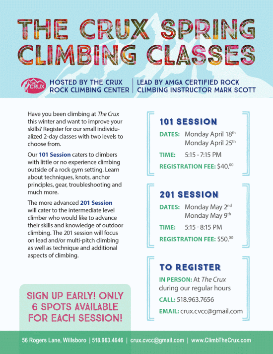Spring Crux Classes Poster