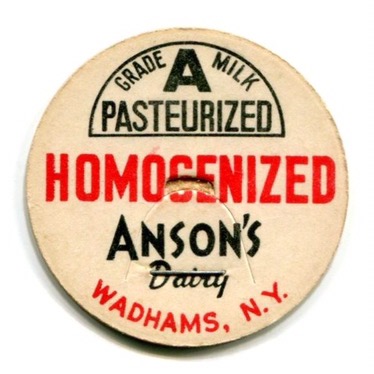 Anson's Dairy: Homogenized, Pasteruirzed, Grade A Milk from Wadhams, NY