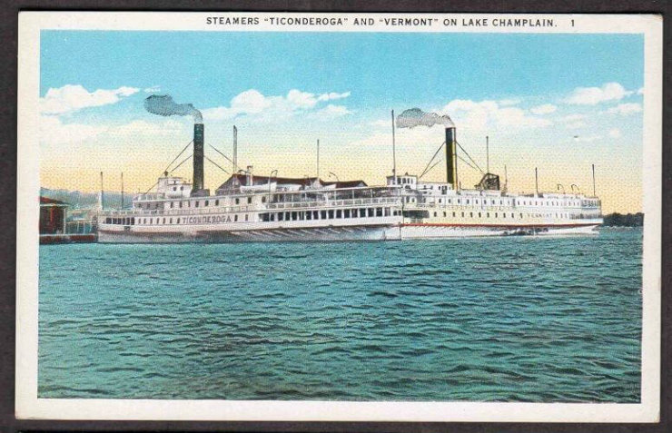 Vintage Postcard: Steamer Ticonderoga and Vermont