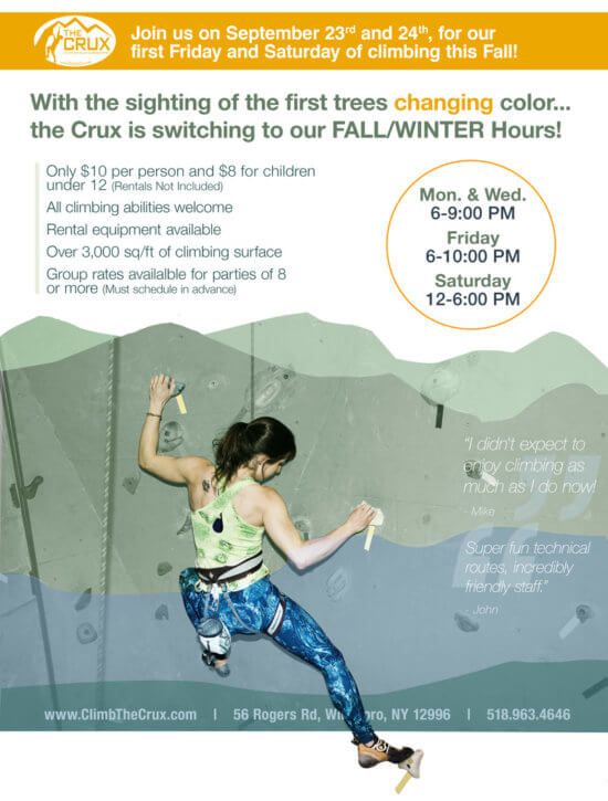 Crux Fall/Winter Hours 2016 Poster