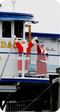 Santa & Mrs. Claus on the fery