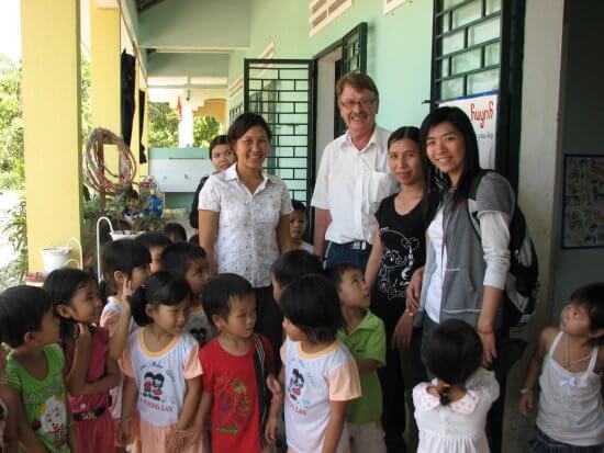 Mark Conroy at a school he built in the Danang area under the auspices of the East Meets West Foundation. Along with his brothers Pete and John, the three will host a panel discussion at the My Lai Memorial Exhibit Friday, Sept. 7, at 7:30 p.m.