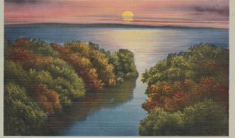 Vintage Postcard: Ausable River Running into Lake Champlain, Plattsburgh, NY