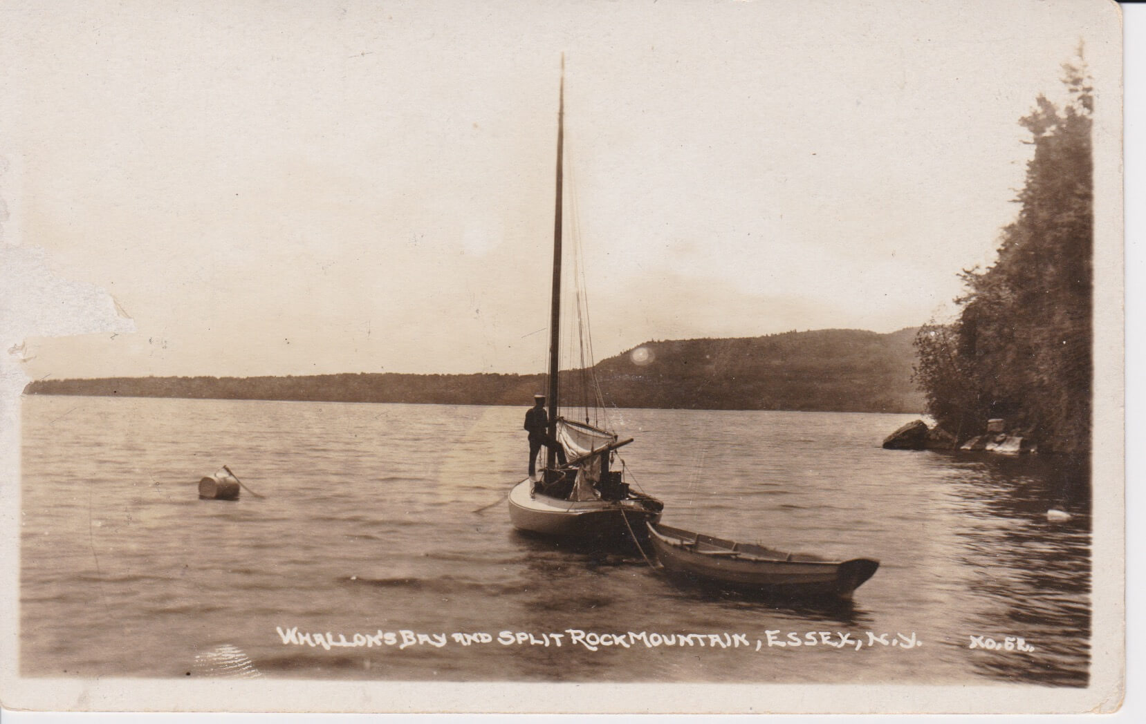 Vintage Postcard: Whallons Bay and Split Rock Mountain